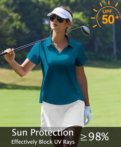 Image of PINSPARK Womens Golf Shirt Short Sleeve Polos UPF 50+ Collared Tennis Tops