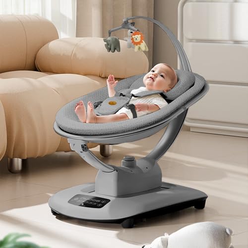 Image of StarAndDaisy Electric Swing for Baby Automatic /Baby Swing for 0 to 2 Years with Adjustable Backrest /Baby Rocker Swing with 5 Levels of Speed, Light Weight, Play Toy-Grey