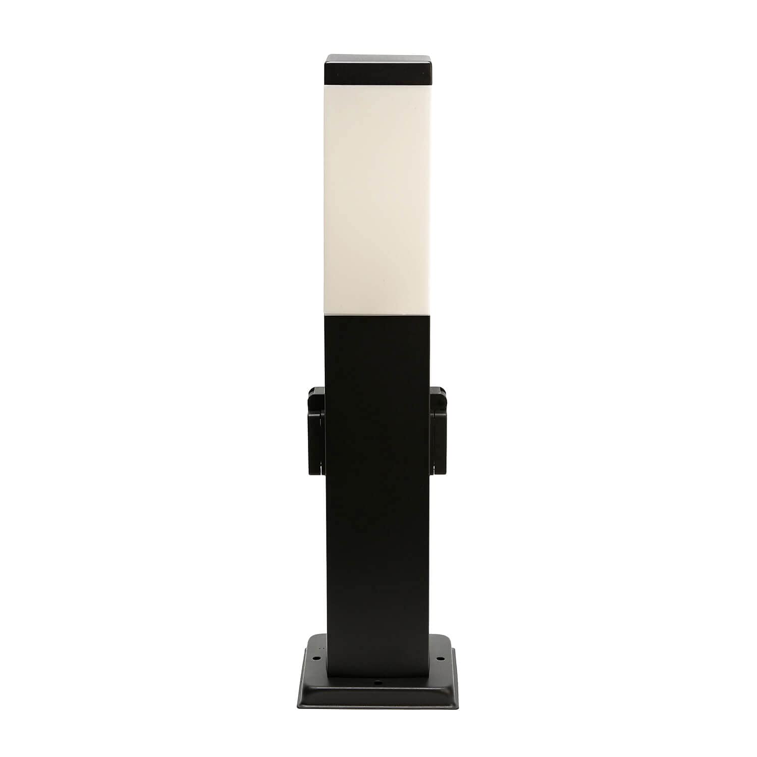 Licht-Erlebnisse Sokkellamp zwart BONN kunststof metaal H: 50cm met 2 stopcontacten 230V E27 energiezuil tuin