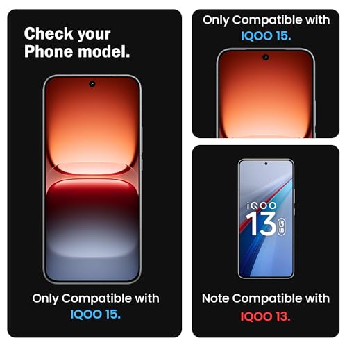Image of FIRST MART Tempered Glass for iQOO 15, 9H Full-Glue Screen Protector, 3D Edge-to-Edge, HD Clear, Oleophobic, Case-Friendly, Black, Pack of 1