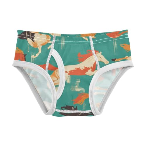 KLL Seamless Pattern Horse Flat Style Toddler Boys' Cotton Boxer Briefs Breathable Children Panties