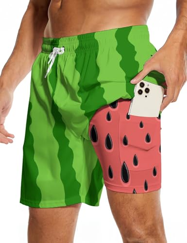 Mens Swim Trunks 7 Inch Inseam with Compression Liner Bathing Suit Swimwear Beach Shorts2