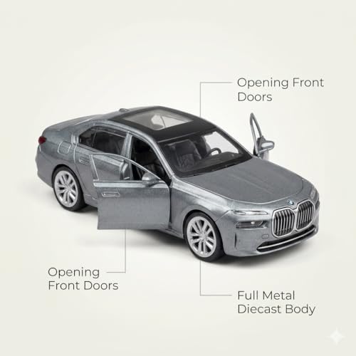Image of Wizplex MSZ 1:43 BMW i7 Diecast Car (11.2 cm) Licensed Model with Openable Doors & Pull Back Action - Mini Collectible Toy for Kids & Gifting
