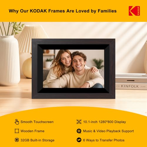 Image of KODAK 10.1 Inch WiFi Digital Picture Frame with 32GB Storage, Electronic Smart Digital Photo Frame 1280x800 IPS Touch Screen, Auto-Rotate, Share Moments Instantly Gifts for Women Mothers Day Christmas
