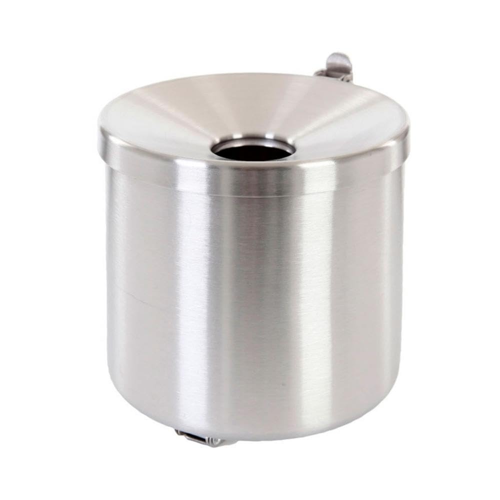 PROREGAL Runder Sicherheits-Wandaschenbecher mit Kippvorrichtung | 2 Liter, HxØ 16x16cm | Metall | Edelstahl | Silber