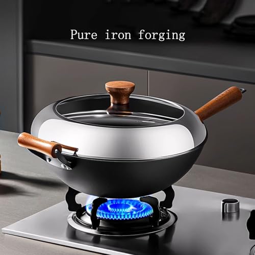 Wok de hierro sin recubrimiento con tapa 32 cm miniatura 3