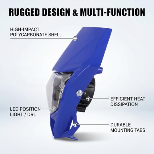 Image of AnXin Dirt Bike Headlight,Motorcycle LED Head Light Universal for YZ125 YZ250 TTR230 YZ250F YZ450F DRZ400 WR250F WR450F Most Dirt Pit Bike Supermoto Enduro Motocross Blue