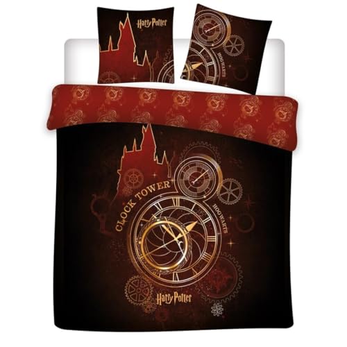 Parure de Lit Double Harry Potter Clock Tower, Housse de Couette 2 Personnes 240x220 cm + 2 Taies...