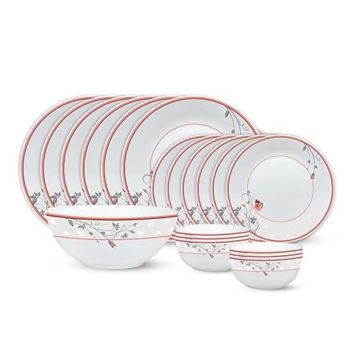 Image of Larah by Borosil Quartz Kohinoor Series Opalware Dinner Set | 19 Pcs for Family of 6 | Microwave & Dishwasher Safe | Bone-Ash Free | Crockery Set for Dining & Gifting | Plates & Bowls | White
