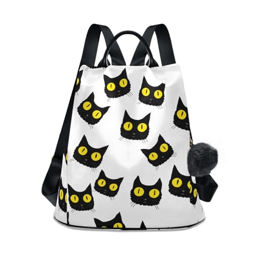 Sac à dos pour femme grande capacité antivol imperméable à motif imprimé chat