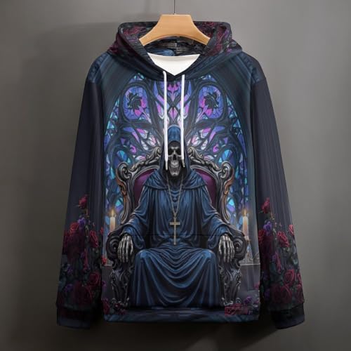 Vitrail médiéval noir pull ample d'exception au design gothique travaillé
