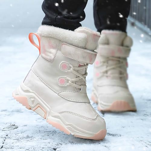 Kids Winter Snow Boots W𝐚terproof Outdoor Warm Faux F𝐮r Lined Shoes Toddler Comfortable Slip R𝐞sistant Mid Boots4