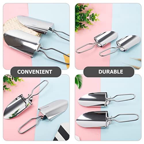 Sosoport 2 Pçs Mini Pás De Aço Inoxidável Dobrável Espátula De Jardim Prática Pá De Acampamento Colh