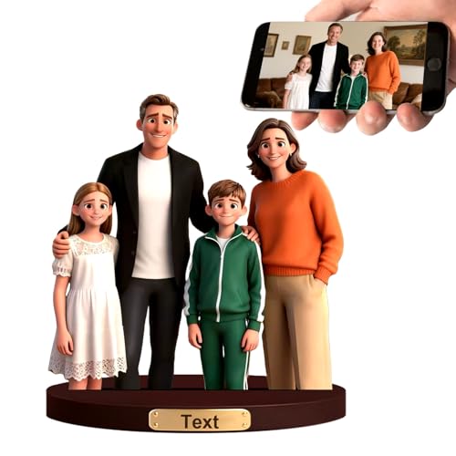 HSAEANZL Personalized 3D Effect Family Figurine Custom Cartoon Photo Desktop Ornament Home Office...