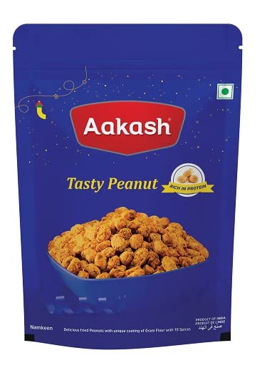 Aakash Tasty Peanut | Tasty Masala Coated Peanuts | Crispy & Crunchy Ready-to-Eat | Zero cholesterol | 350 Gm