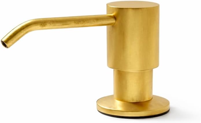 Unlacquered Brass Built-in Soap Dispenser,Handmade Countertop Kitchen Sink Liquid Soap Pump