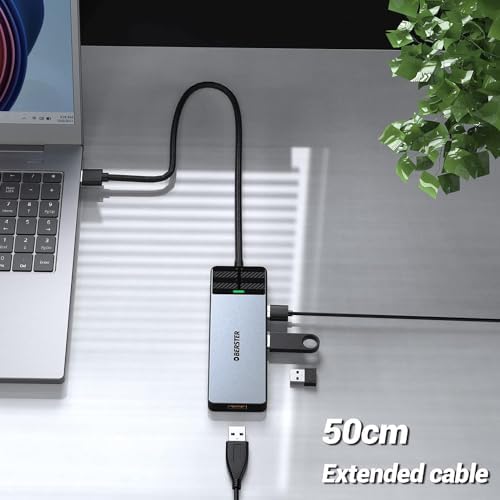 OBERSTER USB HUB, USB Docking, USB 3.2 HUB 5GBPS, Ultra Slim Portable Data Hub, 4 in 1 USB HUB with 4 * USB 3.2 Compatible with Windows, macOS, Linux, Chrome OS Systems(Aluminium) — view 3