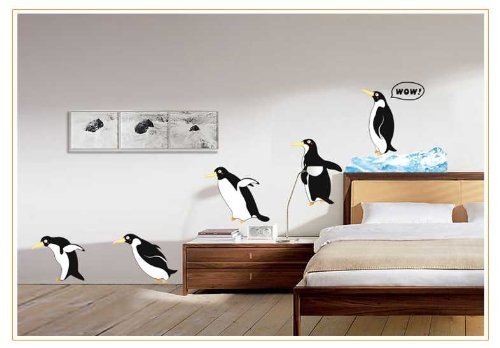 Ditooms Five Lovely Iceland Penguin Jump Fun Removable Wall Sticker