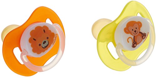 Mebby 92532 Sucette Anatomique en Latex 12+ Mois avec Dessin Animaux - Lot de 2