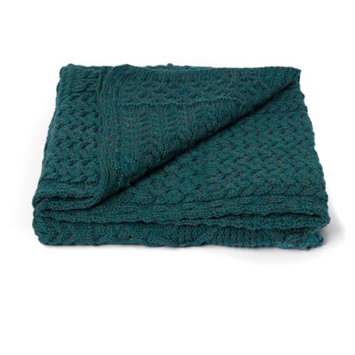 Aran Woollen Mills Patchwork Blanket, 100% Merino Wool,Cable Throw Blanket for Couch or Bed, Made in...