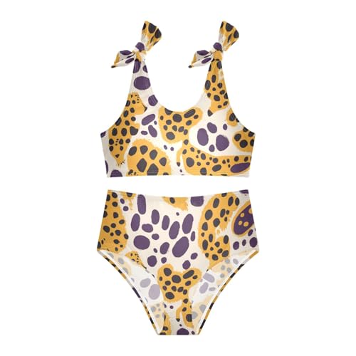 KLL Brown Pattern Girls' 2 Piece Bikini Sets Beach Swimsuits Swimwear Adjustable Strap3