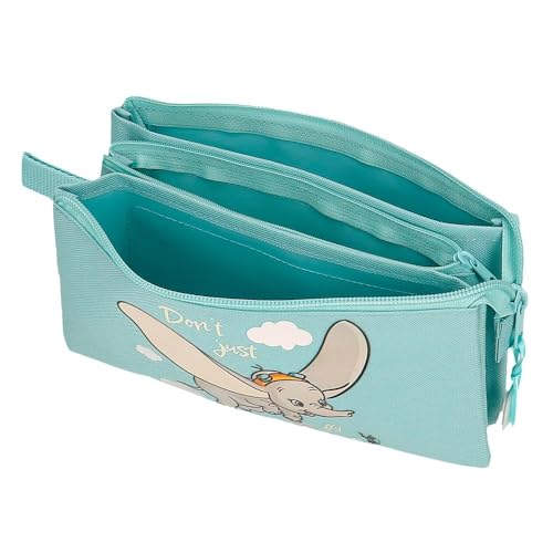 Joumma Disney Dumbo Fly Triple Pencil case Blue 22x12x5cm Polyester 1.32L, Blue, One Size, Triple Case