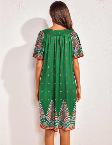 Image of Ekouaer Womens House Dress Floral Print Nightgown with Pockets Mumu Dress