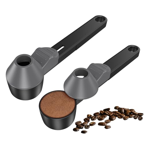 Image of Coffee Scoop & Funnel for Reusable K Cup Refillable Coffee Pods, Coffee Measuring Spoon 2 Tablespoon Capacity, Scoop with Funnel for Ground Coffee, Protein Powder, Tea (Black&gray, 2 Pack)