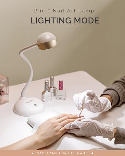 Image of MelodySusie 360 2-in-1 Gooseneck Nail Lamp S-Pro09M for Detail Work | 60s Timer; 2000mAh Battery; 6h Runtime; One-Touch Control; Rhinestone Glue; Solid Nail Glue Gel; Liner Gel