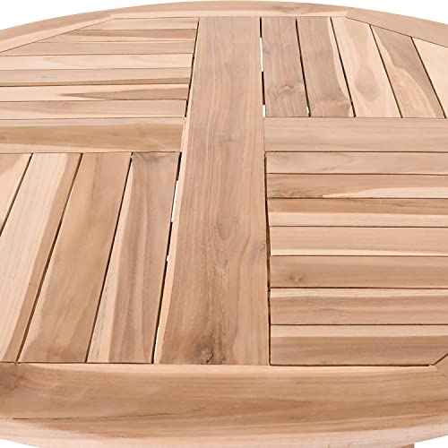 Dacom Teak Solid Wood Side Table- Round Wood Stain Finish - Patio, Deck, Lawn, Garden, Backyard Or Terrace Wooden Table - 31-Inch #TOP7
