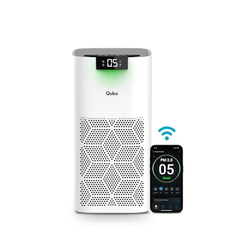 Image of Qubo Smart Air Purifier Q500 for Home by Hero Group | Up to 500 Sq Ft | 99.99% Allergen Removal | True HEPA13 | 9000 Hrs Filter Life | App & Voice Control