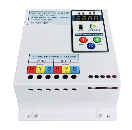Image of LEYDEN TM-CLKTP, 40A, 440VAC, 50Hz Three Phase Industrial Real Clock Timer Switch, 50 ON /Off Per Day & Cyclic Function Up to 9999 Second Programmable Electronic Timer Switch (1- Year Warranty)