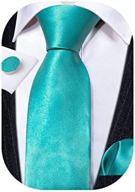 Barry.Wang Men Ties Plain,Solid Colors Handkerchief and Cufflink Necktie Set Formal Wedding Business