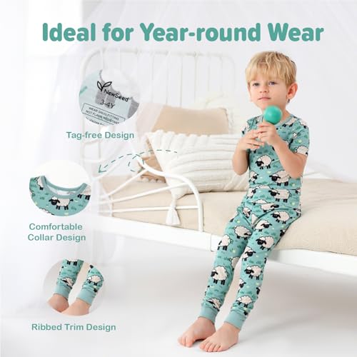 Image of Kids 2-Piece So Soft Playtime Set-Lightweight Viscose from Bamboo Short Sleeve Top&Leggings for Toddler Boy & Girls