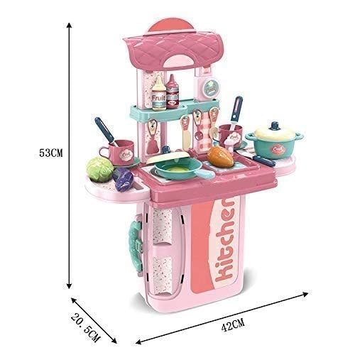 Cojuz Mini Pink Kitchen Set Pretend Play Toy for Kids Portable Cooking Suitcase 3 in 1 4