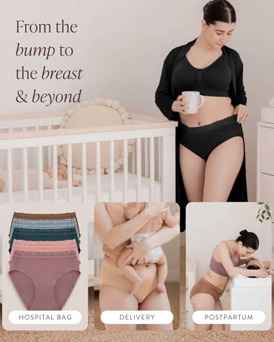 Kindred Bravely High Waist Maternity Underwear for Women and Postpartum Underwear 5 Pack (1X, Neutrals)2