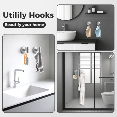 Image of Shower Hooks for Inside Shower,No-Drill Removable&Reusable Towel Hooks for Bathroom,Heavy Duty Suction Cup Hooks for Glass Window,2 Packs(Silver)