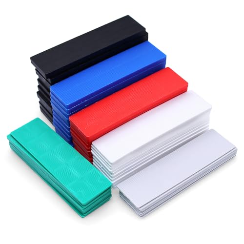 TETEWEVER 60 Stück Abstandshalter Kunststoff Verglasungsklötze Set - 100×28×1, 2, 3, 4, 5, 6mm Distanzklötze, Unterlegplatten Kunststoff, Unterlegkeile Fensterkeile Fensterklötze Glaserklötze