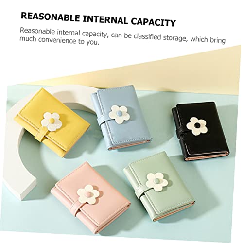 Beaupretty Korean Style Trifold Student Wallet with Flower Pattern Cute PU Coin Purse and Key Change Holder for Lightweight Card Organizer for Teachers and Office Workers Green3
