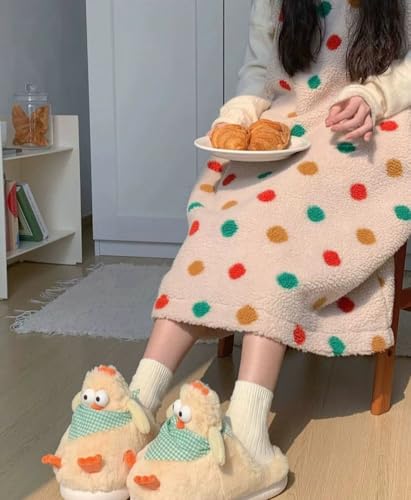 Image of Halemet Cute Chicken Slippers for Women Cartoon Animal Slippers for Women Cozy Plush Non-Slip House Slipper Indoor Outdoor
