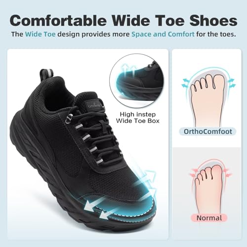 OrthoComfoot Men's Orthopedic Diabetic Wide Walking Shoes: Comfortable Plantar Fasciitis Fashion Sneakers with Arch Support for Swollen, Casual Hammer Toes Shoes for Foot and Heel Pain Relief3