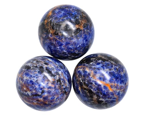 Image of Certified Sodalite Crystal Ball for Meditation - Premium Crystal Vastu Items for Home and Feng Shui Items for Good Luck - Ideal for Pooja Supplies and Spiritual Practices (1.5 inch Inch)