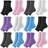 Cuffbow 12 Pairs Pedicure Socks for Women Toeless Cotton Flip Flop Open Toe Socks for Girls Yoga Pilates Foot Spa(Polk Dot Style)
