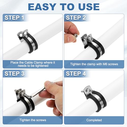 PATIKIL 2-1/2 Inch Cable Clamp, 8 Pack 304 Stainless Steel Rubber Cushioned Insulated Pipe Metal Clamp for Tube Pipe Hose Cable Wire Cord Installation by PATIKIL - Image 5