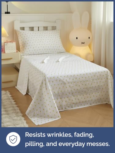 Image of Kids Twin Size Lemon Bed Sheets - 3 Piece Kids Lemon Sheet Set - Citrus Fruity Bedding - Ultra-Soft, Cute & Cozy - Breathable & Machine Washable - Colorful Bed Set for Boys, Girls, Teens & Toddlers