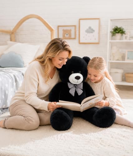 Image of MaoGoLan 39 inch Black Teddy Bear Stuffed Animal,Fluffy Plush Gift for Kids