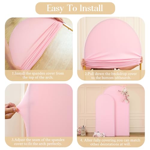 Image of 7.2FT 6FT Arch Backdrop Cover for Wedding, Set of 2 Stretchy Spandex Fitted Arch Stand Cover for Baby Shower, Birthday Party Decor, Chiara Backdrop Cover with Double-Sided Design(Pink, Blue)