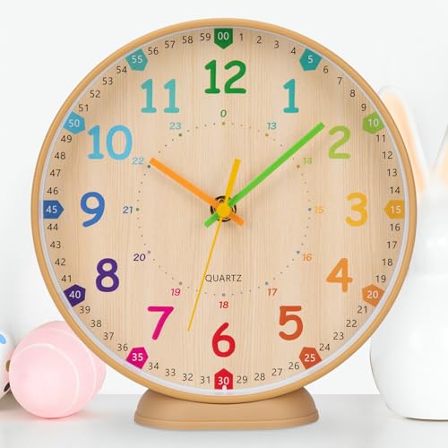 VIVILINEN Lernuhr Kinder Wanduhr Kinderzimmer Lautlos 20cm Wanduhr ohne Tickgeräusche für Schulanfänger, Jungen und Mädchen, Einschulung Geschenk