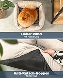lionto Hundekörbchen mit flauschigem Wendekissen, kuscheliges Heimtierbett in meliertem Design mit tiefem Einstieg für Hunde & Katzen Aller Größen, 60x50 cm, weiches Hundebett, beige