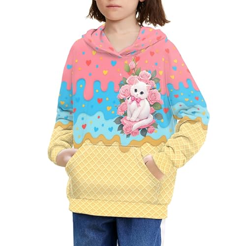 Image of Coloranimal Unisex Girls and Boys Long Sleeve Hoodies Hoody Athletic Pullover Sweatshirts Tops Age 6-16year